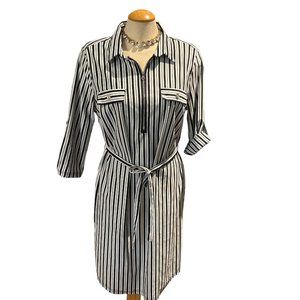 MLLE GABRIELLE Dress Size XL Vertical Stripes Adjustable 3/4 Sleeves